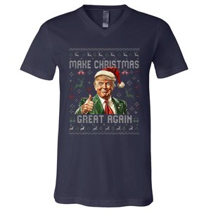 Make Christmas Great Again Santa Funny Trump Ugly Sweater V-Neck T-Shirt