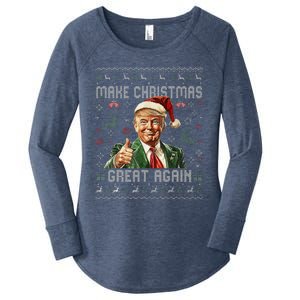 Make Christmas Great Again Santa Funny Trump Ugly Sweater Women's Perfect Tri Tunic Long Sleeve Shirt