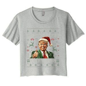 Make Christmas Great Again Santa Funny Trump Ugly Sweater Women's Crop Top Tee