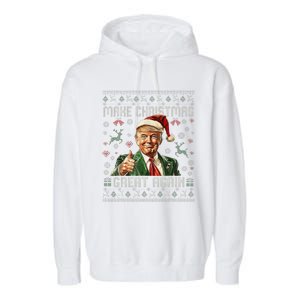 Make Christmas Great Again Santa Funny Trump Ugly Sweater Garment-Dyed Fleece Hoodie