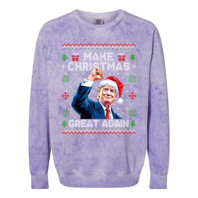 Make Christmas Great Again Funny Trump Ugly Christmas 2024 Gift Colorblast Crewneck Sweatshirt