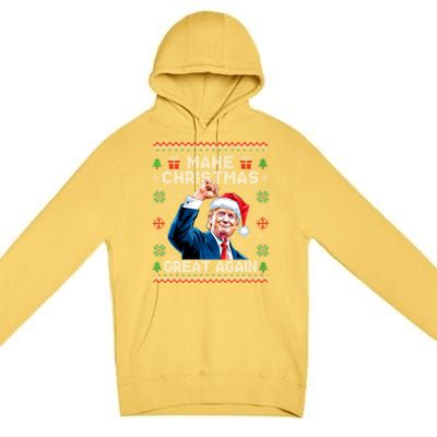 Make Christmas Great Again Funny Trump Ugly Christmas 2024 Gift Premium Pullover Hoodie