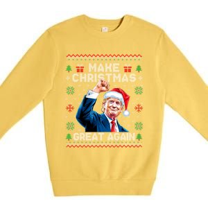 Make Christmas Great Again Funny Trump Ugly Christmas 2024 Gift Premium Crewneck Sweatshirt