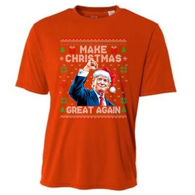 Make Christmas Great Again Funny Trump Ugly Christmas 2024 Gift Cooling Performance Crew T-Shirt