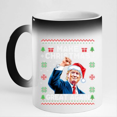 Make Christmas Great Again Funny Trump Ugly Christmas 2024 Gift 11oz Black Color Changing Mug