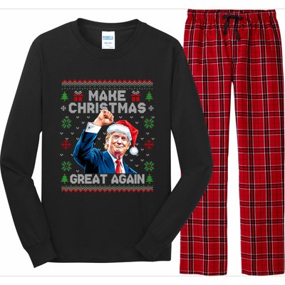 Make Christmas Great Again Funny Trump Ugly Christmas 2024 Gift Long Sleeve Pajama Set