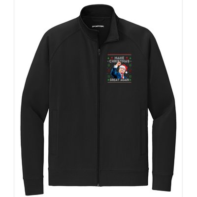 Make Christmas Great Again Funny Trump Ugly Christmas 2024 Gift Stretch Full-Zip Cadet Jacket