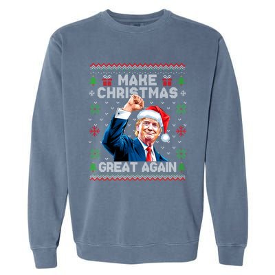 Make Christmas Great Again Funny Trump Ugly Christmas 2024 Gift Garment-Dyed Sweatshirt