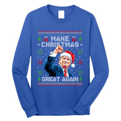 Make Christmas Great Again Funny Trump Ugly Christmas 2024 Gift Long Sleeve Shirt