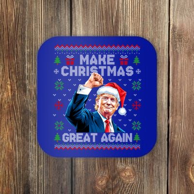 Make Christmas Great Again Funny Trump Ugly Christmas 2024 Gift Coaster