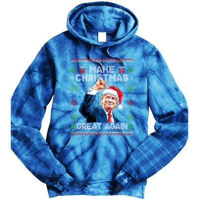 Make Christmas Great Again Funny Trump Ugly Christmas 2024 Gift Tie Dye Hoodie