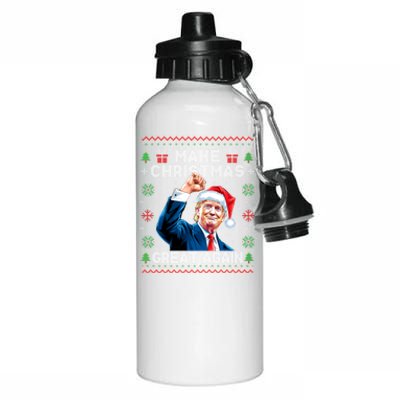 Make Christmas Great Again Funny Trump Ugly Christmas 2024 Gift Aluminum Water Bottle