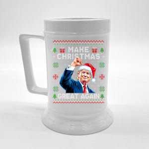 Make Christmas Great Again Funny Trump Ugly Christmas 2024 Gift Beer Stein