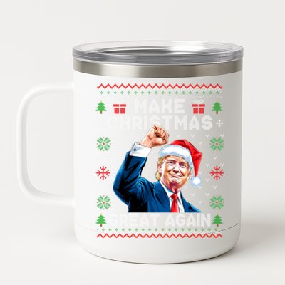 Make Christmas Great Again Funny Trump Ugly Christmas 2024 Gift 12 oz Stainless Steel Tumbler Cup