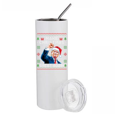 Make Christmas Great Again Funny Trump Ugly Christmas 2024 Gift Stainless Steel Tumbler