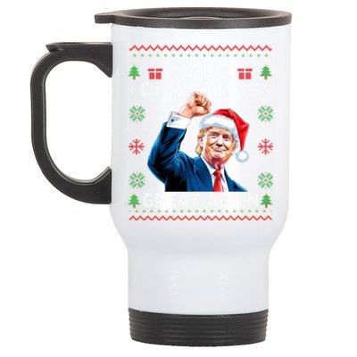 Make Christmas Great Again Funny Trump Ugly Christmas 2024 Gift Stainless Steel Travel Mug