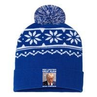 Make Christmas Great Again Trump Mug Shot Never Surrender Gift USA-Made Snowflake Beanie