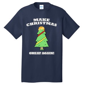 Make Christmas Great Again Tree With Decorations Trump Hair Tall T-Shirt