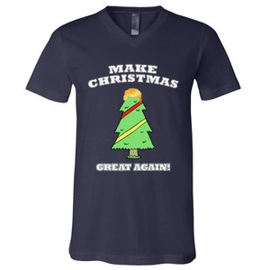 Make Christmas Great Again Tree With Decorations Trump Hair V-Neck T-Shirt