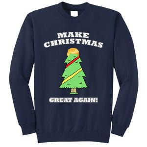 Make Christmas Great Again Tree With Decorations Trump Hair Tall Sweatshirt