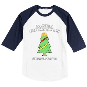 Make Christmas Great Again Tree With Decorations Trump Hair Baseball Sleeve Shirt