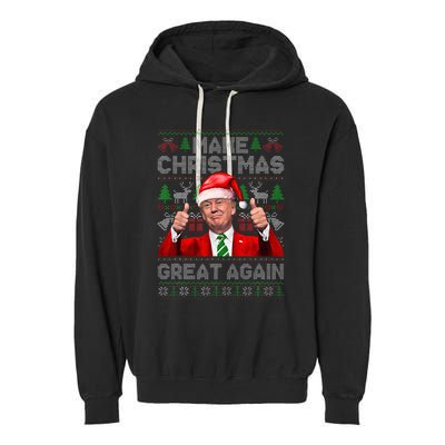 Make Christmas Great Again Funny Trump Xmas Snow Pajama Ugly Garment-Dyed Fleece Hoodie