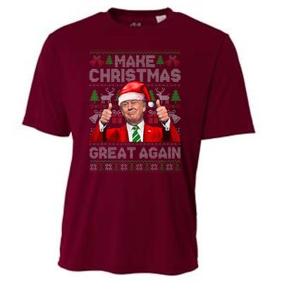 Make Christmas Great Again Funny Trump Xmas Snow Pajama Ugly Cooling Performance Crew T-Shirt