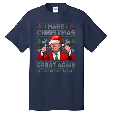 Make Christmas Great Again Funny Trump Xmas Snow Pajama Ugly Tall T-Shirt