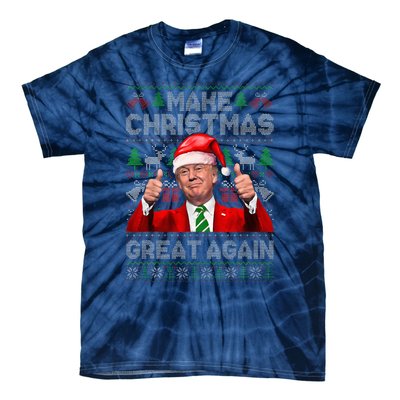 Make Christmas Great Again Funny Trump Xmas Snow Pajama Ugly Tie-Dye T-Shirt