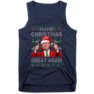 Make Christmas Great Again Funny Trump Xmas Snow Pajama Ugly Tank Top