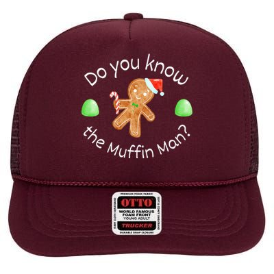 Merry Christmas Gingerbread Do You Know The Muffin Man High Crown Mesh Back Trucker Hat