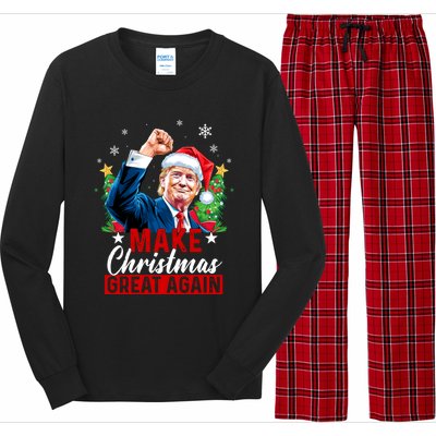 Make Christmas Great Again Funny Trump Ugly Christmas 2024 Cute Gift Long Sleeve Pajama Set