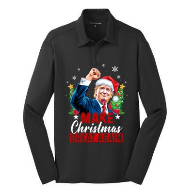 Make Christmas Great Again Funny Trump Ugly Christmas 2024 Cute Gift Silk Touch Performance Long Sleeve Polo