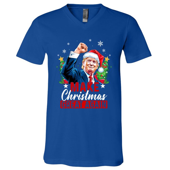 Make Christmas Great Again Funny Trump Ugly Christmas 2024 Cute Gift V-Neck T-Shirt