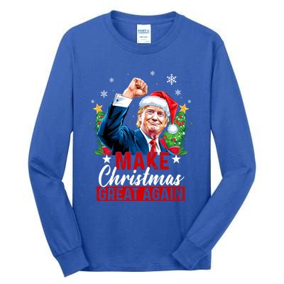 Make Christmas Great Again Funny Trump Ugly Christmas 2024 Cute Gift Tall Long Sleeve T-Shirt