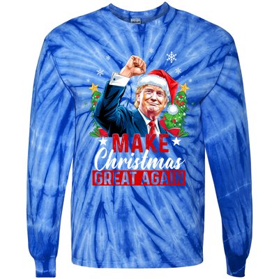 Make Christmas Great Again Funny Trump Ugly Christmas 2024 Cute Gift Tie-Dye Long Sleeve Shirt