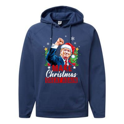 Make Christmas Great Again Funny Trump Ugly Christmas 2024 Cute Gift Performance Fleece Hoodie