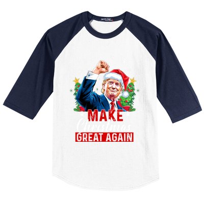 Make Christmas Great Again Funny Trump Ugly Christmas 2024 Cute Gift Baseball Sleeve Shirt