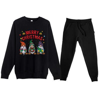 Merry Christmas Gnomies Cool Gift Premium Crewneck Sweatsuit Set