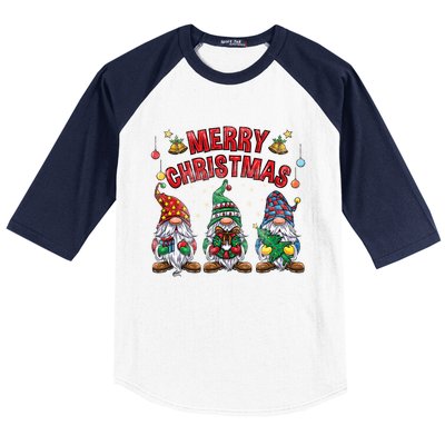 Merry Christmas Gnomies Cool Gift Baseball Sleeve Shirt