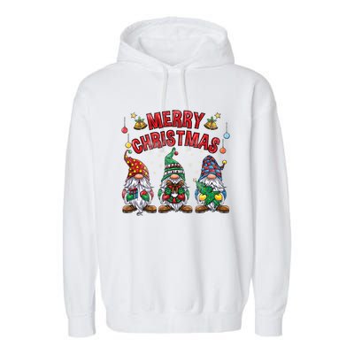 Merry Christmas Gnomies Cool Gift Garment-Dyed Fleece Hoodie