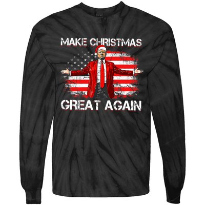 Make Christmas Great Again Santa Funny Trump Xmas Pajamas Tie-Dye Long Sleeve Shirt