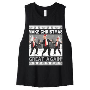 Make Christmas Great Again Trump Dancing Women's Racerback Cropped Tank