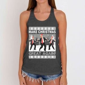 Make Christmas Great Again Trump Dancing Women's Knotted Racerback Tank