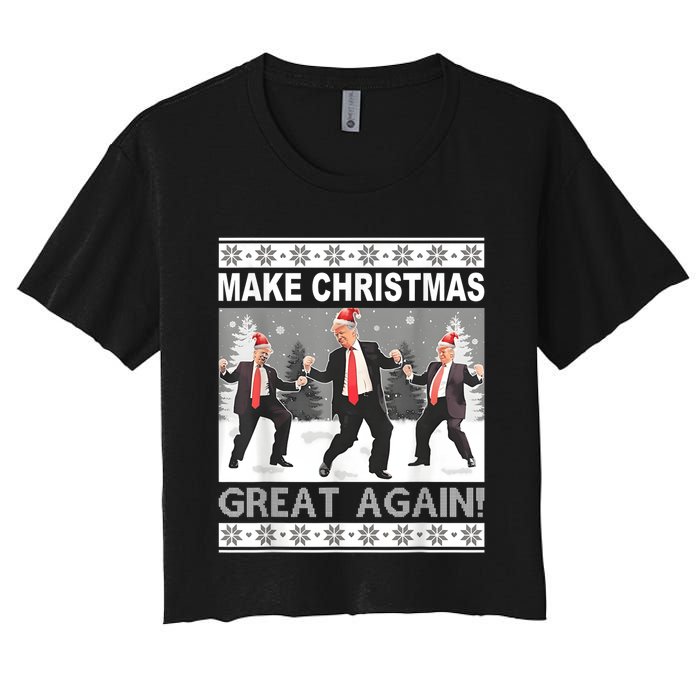 Make Christmas Great Again Trump Dancing Women's Crop Top Tee