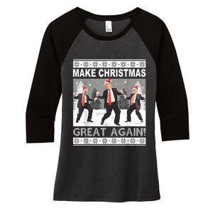 Make Christmas Great Again Trump Dancing Women's Tri-Blend 3/4-Sleeve Raglan Shirt