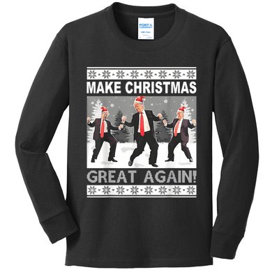 Make Christmas Great Again Trump Dancing Kids Long Sleeve Shirt