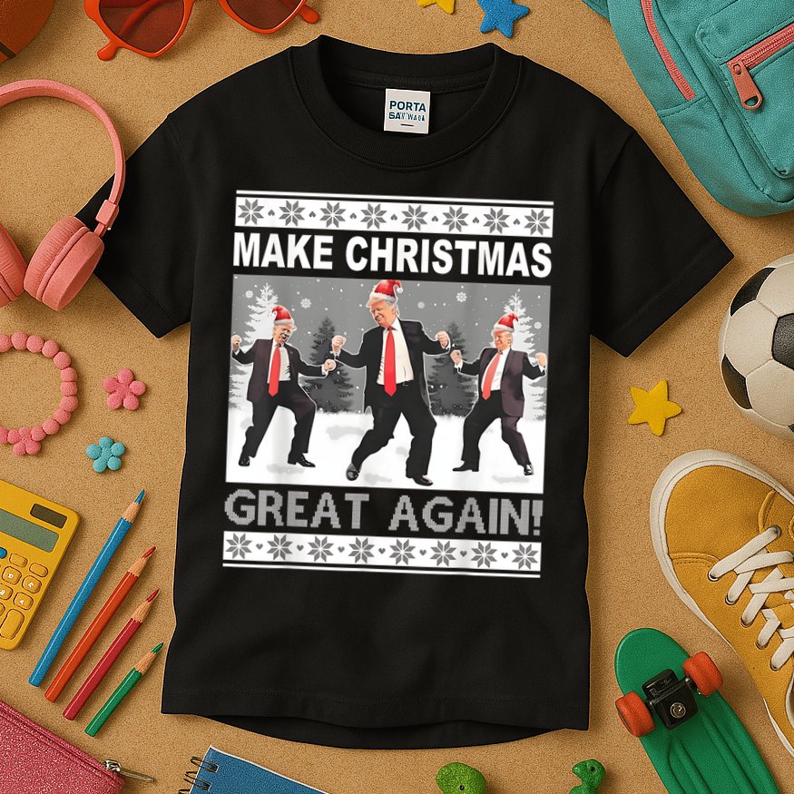 Make Christmas Great Again Trump Dancing Kids T-Shirt