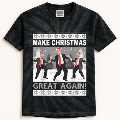 Make Christmas Great Again Trump Dancing Kids Tie-Dye T-Shirt