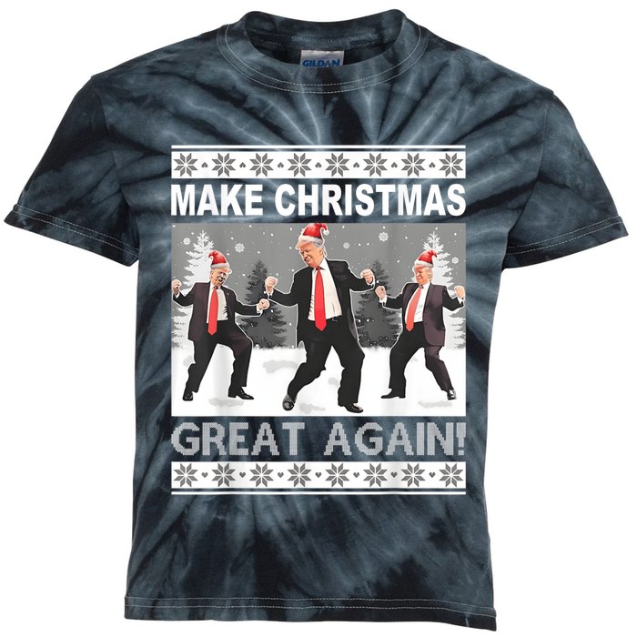 Make Christmas Great Again Trump Dancing Kids Tie-Dye T-Shirt